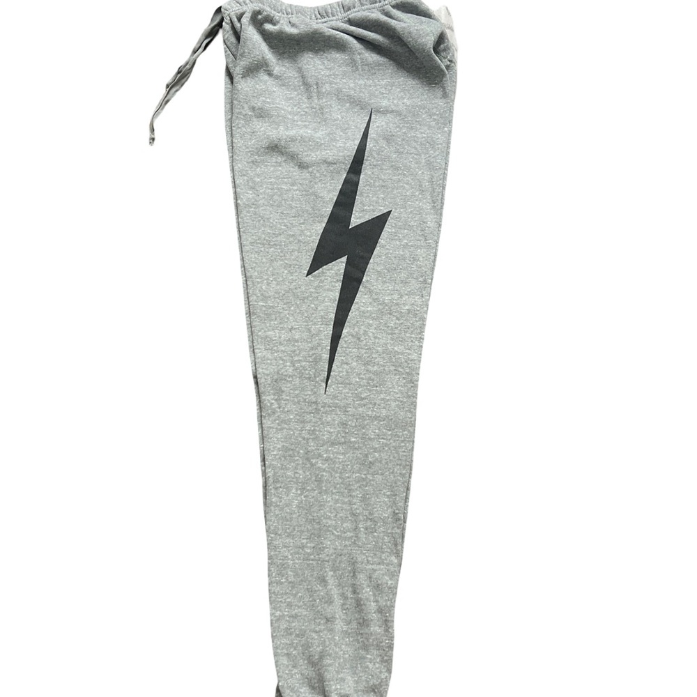 Aviator Nation Gray Joggers with Black Lightning